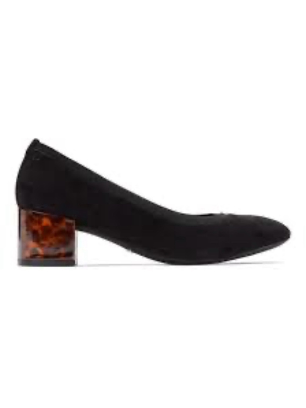 Vionic Natalie Pump Black Suede With Tortoiseshell    Block Heel, Round Toe, 7.5